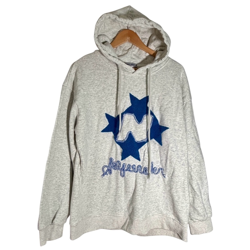 Aelfric Eden‎ Stellaris Embroidered Stars Oversized Hoodie Grey Unisex Medium